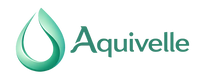 Aquivelle skincare brand logo with green water droplet icon