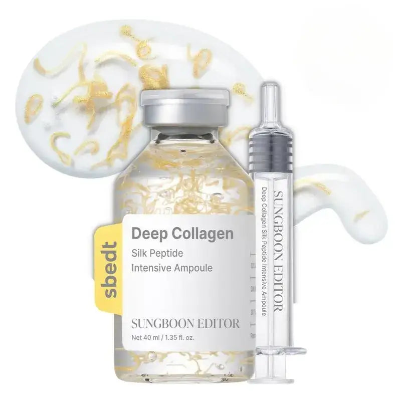 Apply the silk peptide ampoule each morning to feel an instant tightening effect. Golden threads melt in and create a micro-lift while peptides deliver lasting firmness and hydration that holds through busy days and late nights.