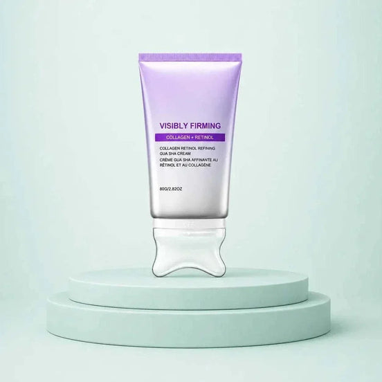 Collagen retinol gua sha cream with built-in applicator for firming skincare
