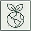 eco friendly skincare icon with leaf and earth symbol representing sustainable ingredients