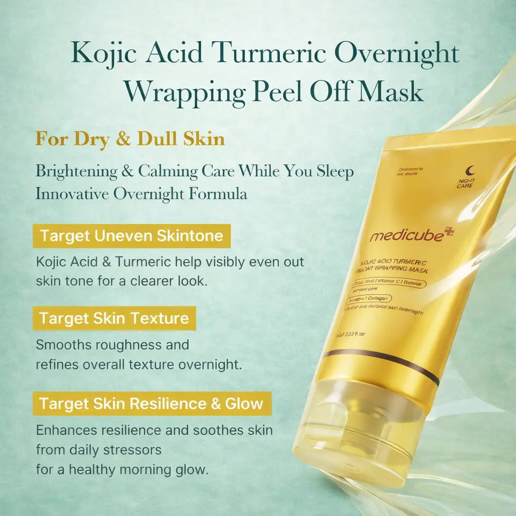kojic acid turmeric face mask peel off brightening skincare texture