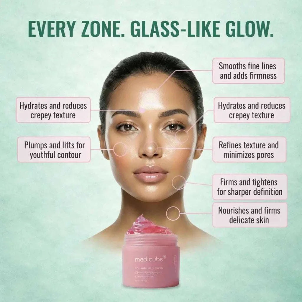 Jar of collagen jelly cream hydrating face moisturizer