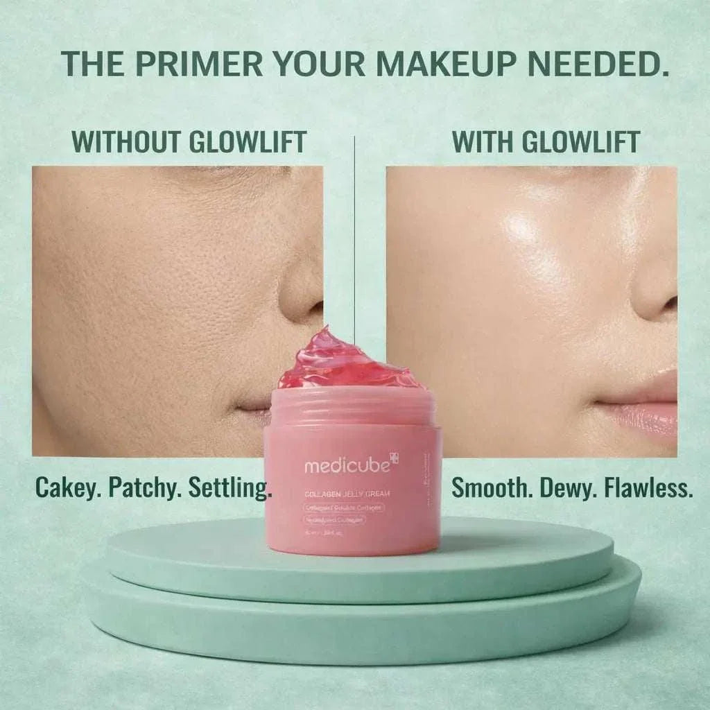 Jar of lightweight collagen jelly cream moisturizer for hydrating and plumping skin
