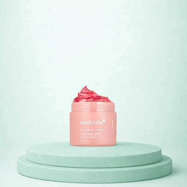 Jar of collagen jelly cream hydrating and plumping face moisturizer