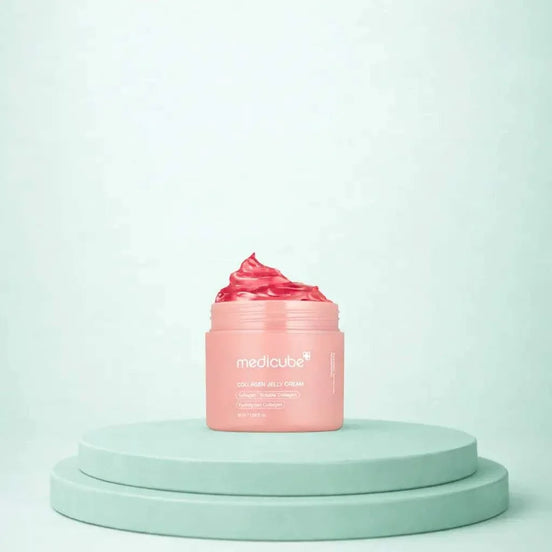 Jar of collagen jelly cream hydrating and plumping face moisturizer