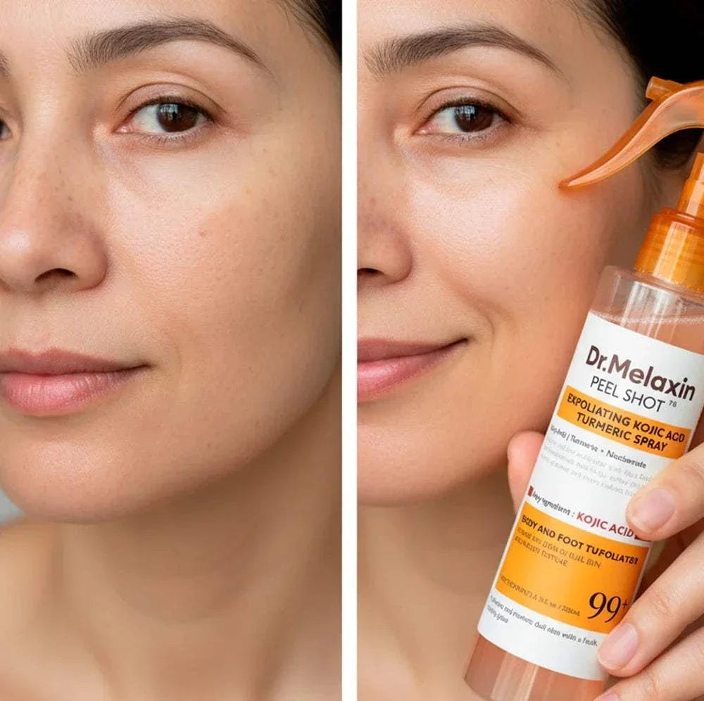 Exfoliating face serum bottle with dropper for pore care and skin smoothing