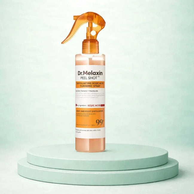 Exfoliating face serum bottle with dropper for smoothing and pore care
