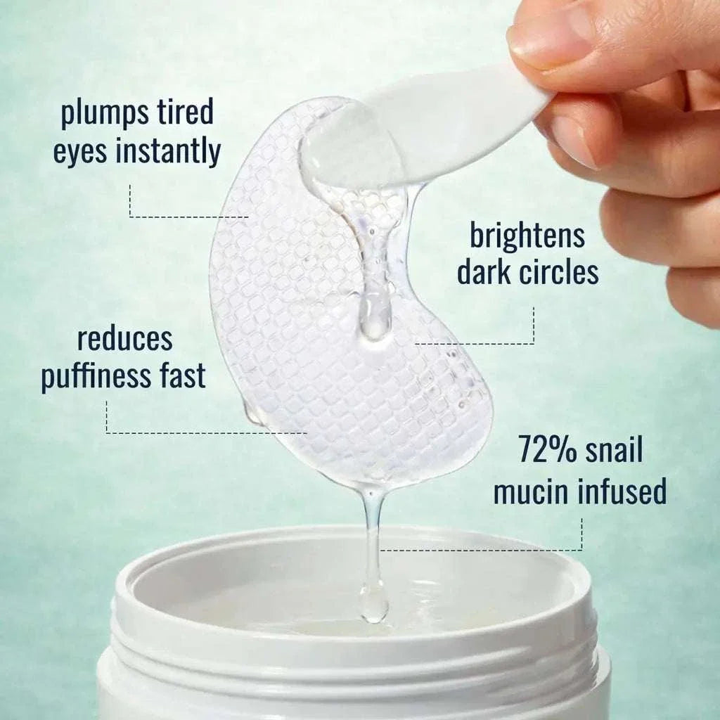 Hydrating snail mucin eye patches for dark circles and puffiness