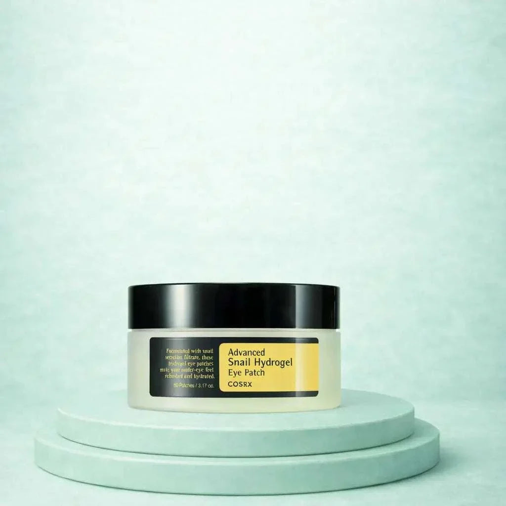 Hydrating snail mucin eye patches for dark circles and puffiness