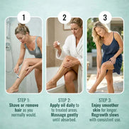 Bottle of natural hair removal oil for smooth skin