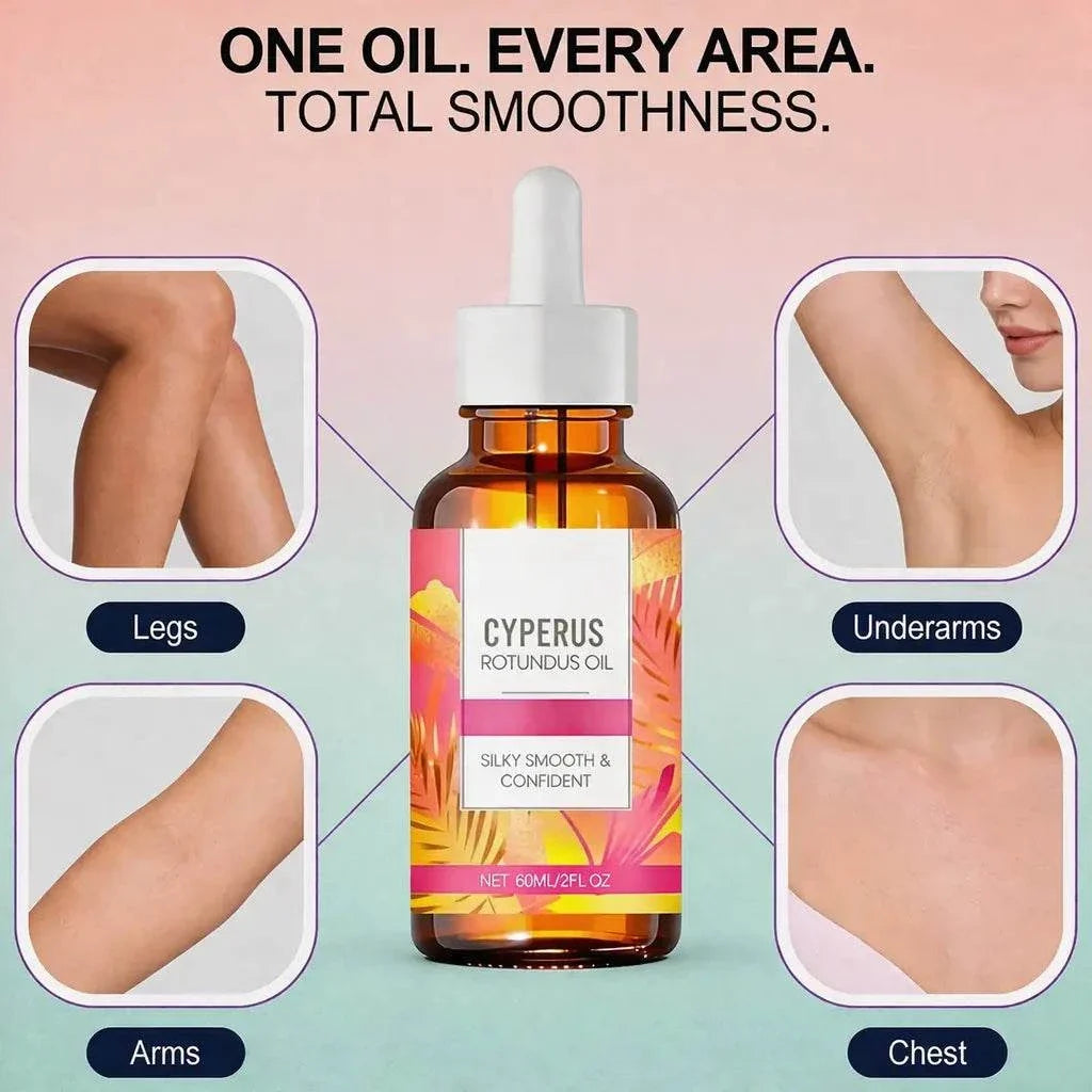 bottle of natural hair removal oil for smooth skin