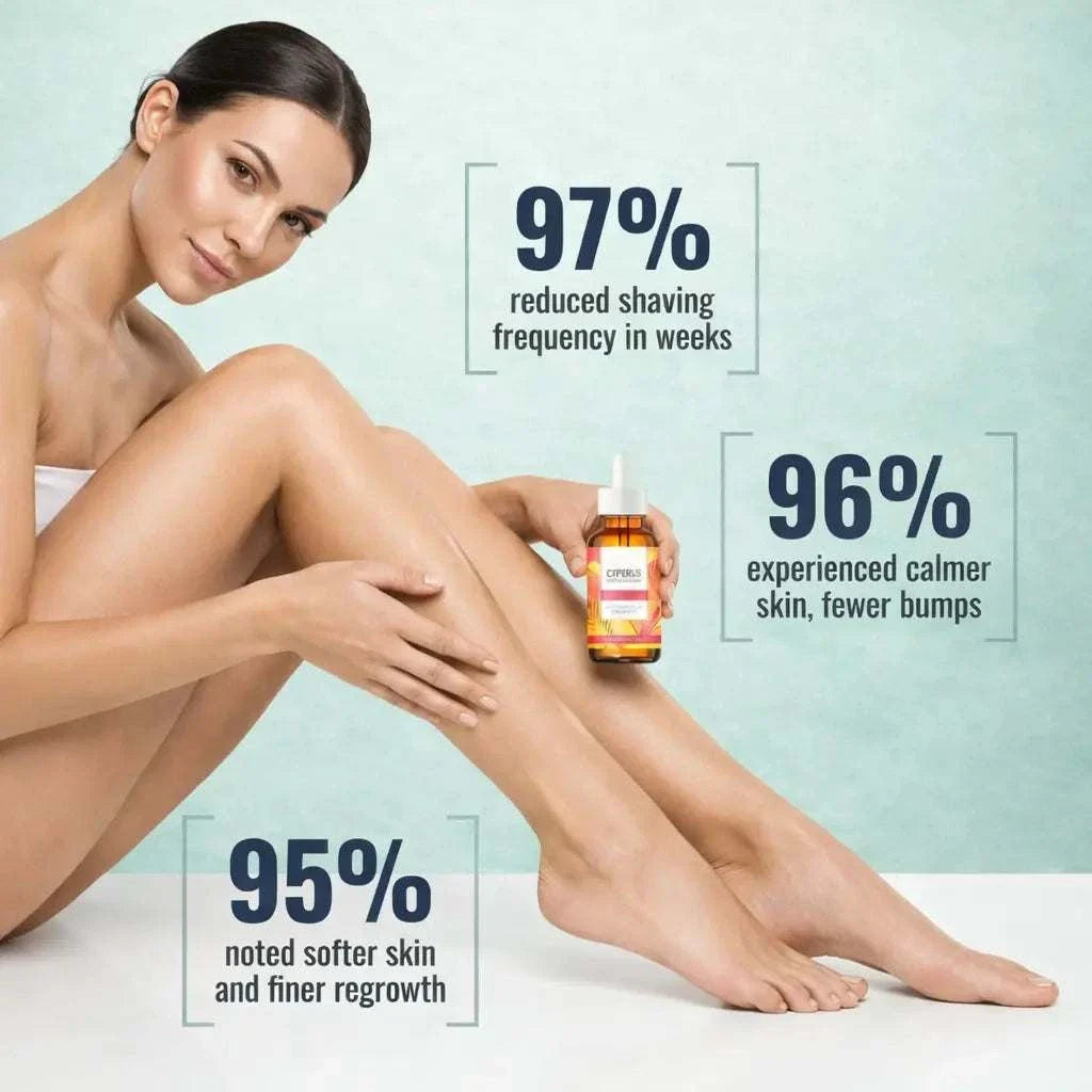bottle of hair removal oil with natural ingredients