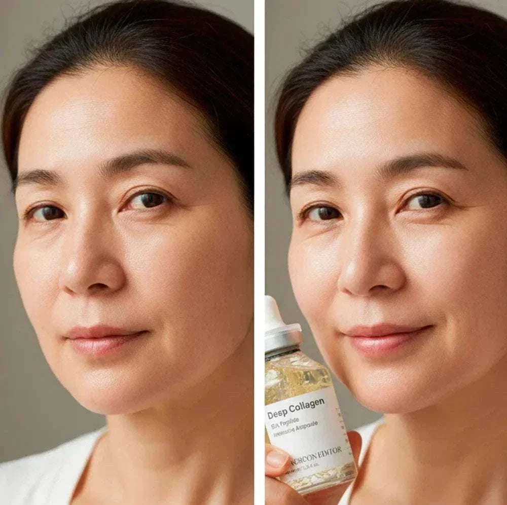 Hydrating collagen serum bottle with smooth texture for firming skin